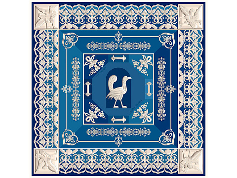 Платок Птица дивная, синий