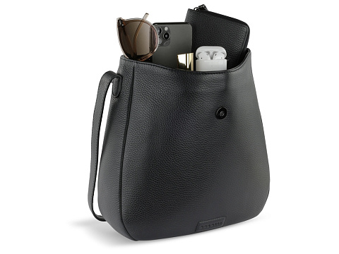 Сумка женская BUGATTI ЭЛЬЗА | ELSA, чёрная, воловья кожа/полиэстер, 29х8х27 см - рис 10.