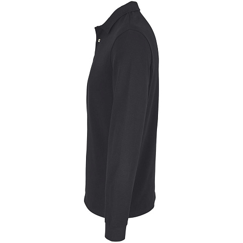 Рубашка поло унисекс с длинным рукавом Pacific LSL, черная - рис 4.