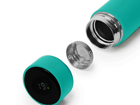 Термос FAMILY MARK LED, soft touch (Бирюзовый) - рис 2.