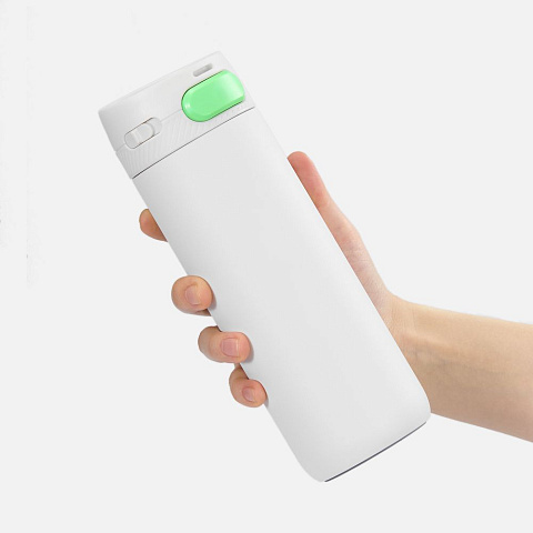 Термостакан X1 с цветной кнопкой, белый с зеленым - рис 5.