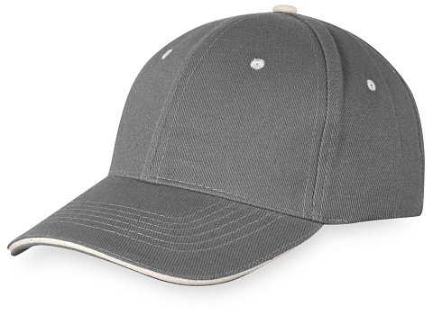 Бейсболка New Castle 6-ти панельная, серый/белый - рис 4.