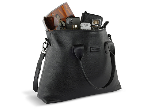 Сумка-шоппер BUGATTI ЭЛЬЗА | ELSA, чёрная, воловья кожа/полиэстер, 46х11х31,5 см - рис 9.