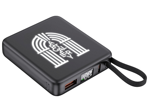 Внешний аккумулятор с подсветкой лого Nex, 5000 мАч, черный