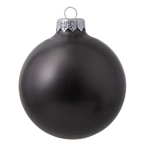 Стеклянный елочный шар Christmas bauble, черный металлик, с серебристым колпачком в черной коробке