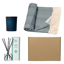 Подарочный набор с пледом, свечой и диффузором, синий