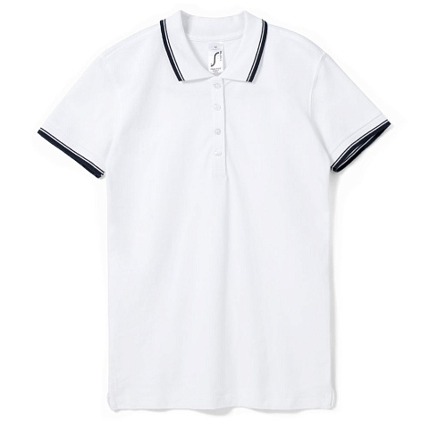 Рубашка поло женская Practice Women 270, белая с темно-синим - рис 2.