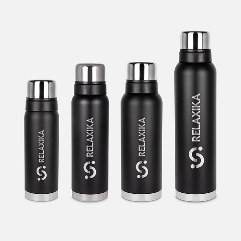 Термос Relaxika 1000 со стикерпаком, черный - рис 11.