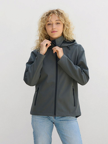 Куртка софтшелл с капюшоном женская Race Women, темно-синяя - рис 6.