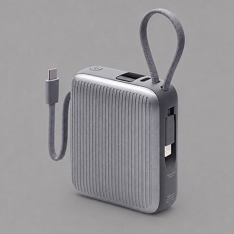 Внешний АКБ NRG Turbo Cable 10000 mAh, 22,5Вт, графит, Deppa