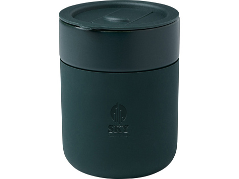 Java керамическая кружка емкостью 330 мл с силиконовой оберткой и пластиковой крышкой - Зеленый - рис 5.