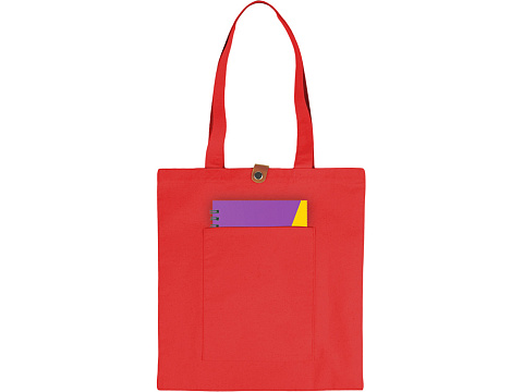 Сумка Clip из хлопка 340 г/м2 с застежкой из экокожи, красный - рис 3.