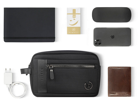 Несессер мужской BUGATTI НЕРО | NERO, чёрный, нейлон 1680D/кожа, 24х7,5х16 см - рис 8.