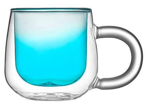 Кружка с двойными стенками с широкой ручкой и градиентным покрытием Fog, бирюзовый