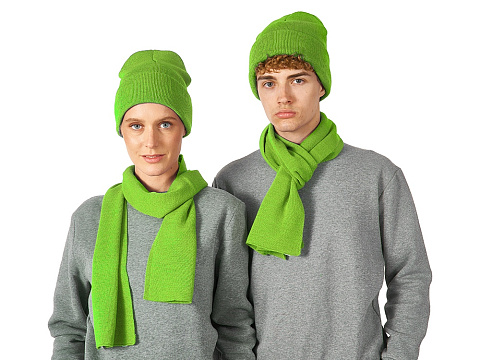 Подарочный набор с варежками, шарфом и термосом, зеленое яблоко - рис 8.