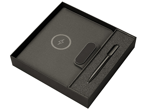 Подарочный набор металлическая ручка и блокнот А5 Twilight  со светящимся логотипом и пауэрбэнком - рис 2.