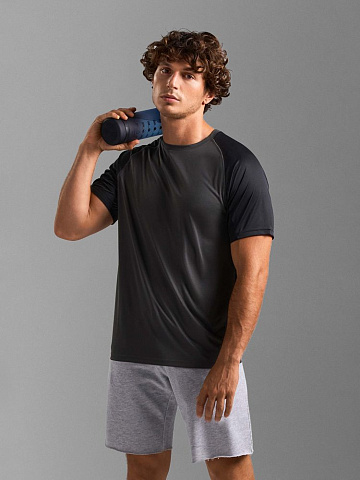 Футболка спортивная унисекс Vortex, черная с темно-серым - рис 7.