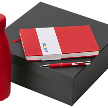 Подарочный набор с блокнотом С2, металлической ручкой и термобутылкой, красный