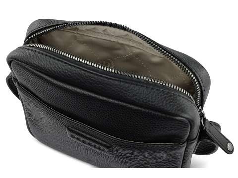 Сумка кросс-боди женская BUGATTI ЭЛЬЗА | ELSA, чёрная, воловья кожа/полиэстер, 19х5,5х14 см - рис 5.