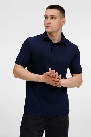 Рубашка поло унисекс Senti, темно-синяя - рис 6.