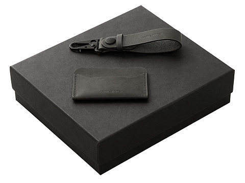 Подарочный набор Long River: картхолдер, ремешок для ключей, черная коробка