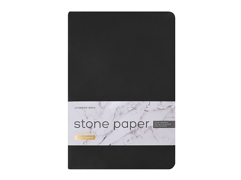 Ежедневник с каменной бумагой недатированный А5 Carrara, черный - рис 2.