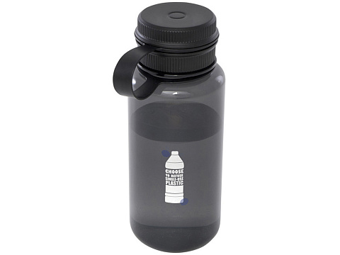 Спортивная бутылка Ryder из переработанного ПЭТ-пластика объемом 900 мл с многофункциональной крышкой, сертифицированная RCS - сплошной черный - рис 6.