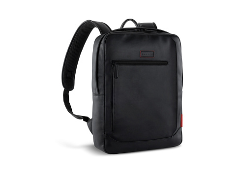 Рюкзак мужской BUGATTI КЛАРК | CLARK, чёрный, воловья кожа/полиэстер, 30х10х40 см, 12 л