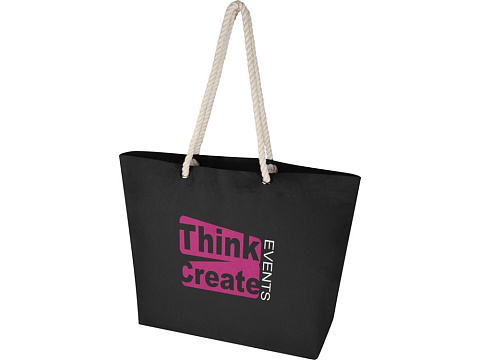 Florida пляжная эко-сумка из переработанного материала, сертифицированного по стандарту GRS, плотностью 270 г/м² 18L - сплошной черный / сплошной черный - рис 7.