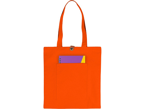Сумка Clip из хлопка 340 г/м2 с застежкой из экокожи, оранжевый - рис 3.