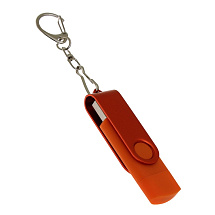 USB-флешка на 64 Гб 2 в 1 поворотный механизм, c дополнительным разъемом Type-C с одноцветным металлическим клипом, оранжевый