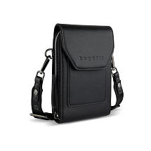 Сумка наплечная BUGATTI АЛМАТА | ALMATA, чёрная, полиуретан, 11х4х19 см