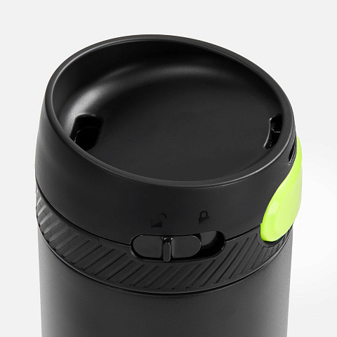 Термостакан X1 с цветной кнопкой, черный с желтым - рис 4.