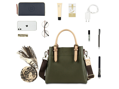 Сумка женская BUGATTI ЭЛЛА | ELLA, оливковая, полиуретан, 27х12х23,5 см - рис 7.