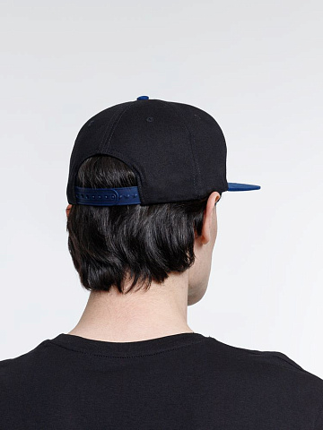 Бейсболка Foreside с прямым козырьком, черная с синим - рис 8.