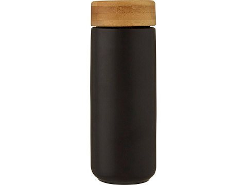 Lumi керамическая кружка объемом 300 мл с бамбуковой крышкой, черный - рис 2.