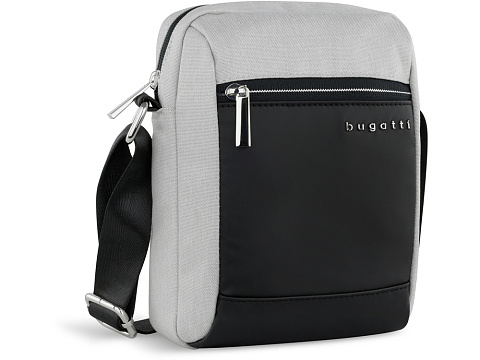 Сумка наплечная мужская BUGATTI СЕРА | SERA, светло-серая, полиэстер, 17х5,5х21 см, 1,5 л