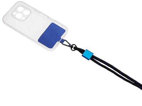 Ремешок на шею для телефона Риксо, синий/черный - рис 3.
